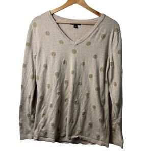 Tommy Hilfiger Tan and Gold XL V-Neck Sweater
